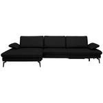 ECKSOFA in Echtleder Schwarz  - Schwarz, Design, Leder/Metall (157/325cm) - Dieter Knoll