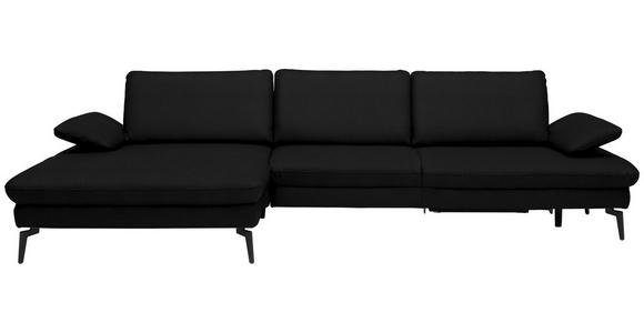 ECKSOFA in Echtleder Schwarz  - Schwarz, Design, Leder/Metall (157/325cm) - Dieter Knoll