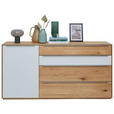 SIDEBOARD Weiß, Eichefarben  183/91/43 cm  - Eichefarben/Silberfarben, Design, Glas/Holz (183/91/43cm) - Waldwelt