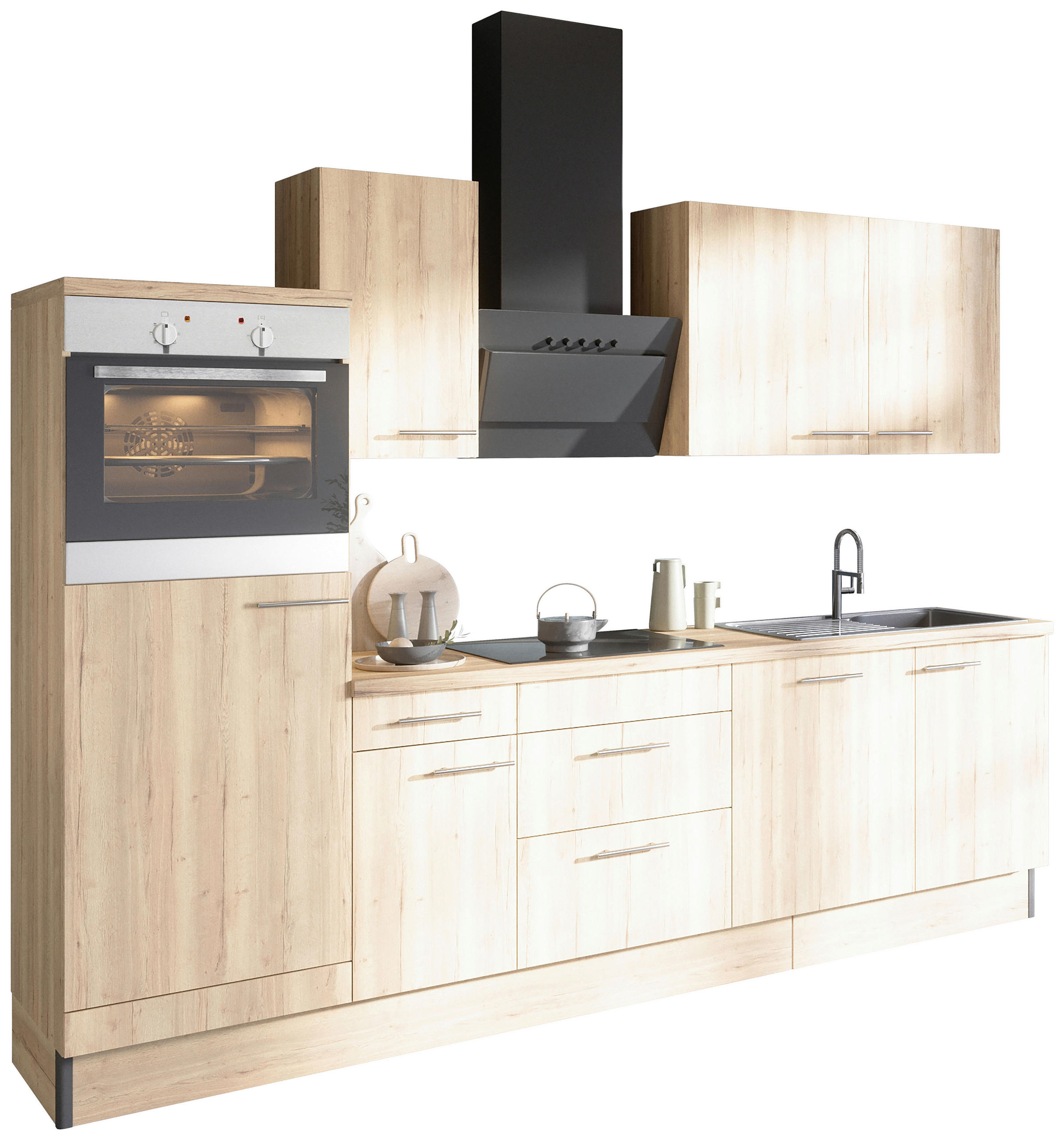 KÜCHENLEERBLOCK 270 cm in Eichefarben - Edelstahlfarben/Eichefarben, Basics, Holzwerkstoff/Metall (270cm) - Optifit