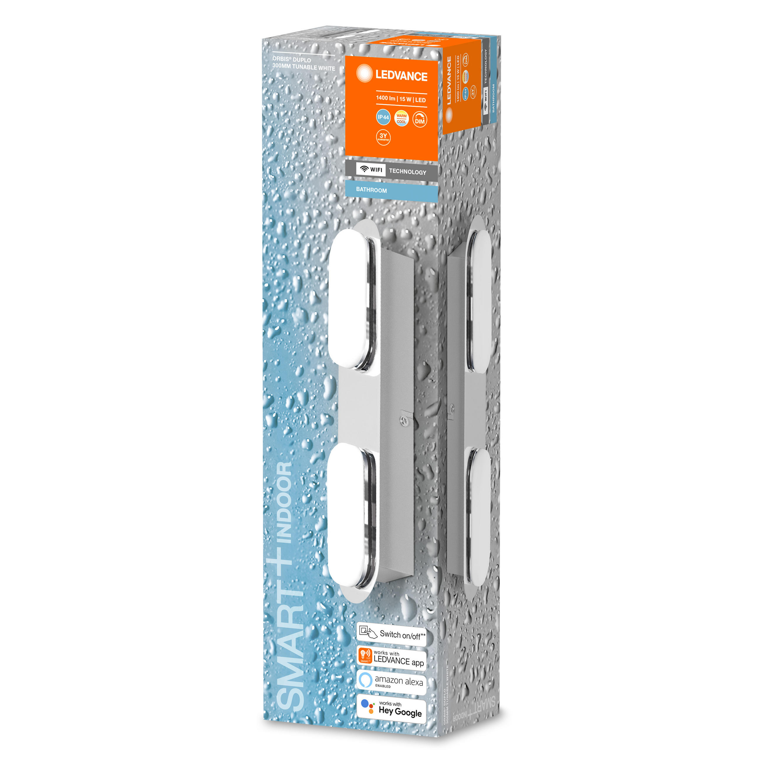 BADEZIMMER-WANDLEUCHTE Smart+ Wall Orbis Duplo 29/6/5,8 cm   - Silberfarben, Design, Kunststoff (29/6/5,8cm) - Ledvance