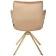 ARMLEHNSTUHL  Stoffauswahl, Sitzfläche 360° drehbar, automatische Rückholfunktion Samt  Goldfarben, Hellbraun  - Hellbraun/Goldfarben, Design, Textil/Metall (59/89,5/63cm) - Novel