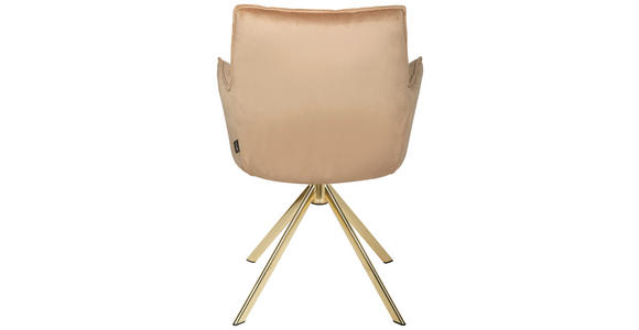 ARMLEHNSTUHL  Stoffauswahl, Sitzfläche 360° drehbar, automatische Rückholfunktion Samt  Goldfarben, Hellbraun  - Hellbraun/Goldfarben, Design, Textil/Metall (59/89,5/63cm) - Novel