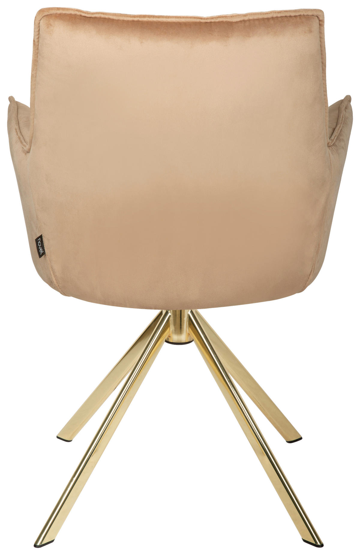 ARMLEHNSTUHL  in Edelstahl Samt  - Hellbraun/Goldfarben, Design, Textil/Metall (59/89,5/63cm) - Novel