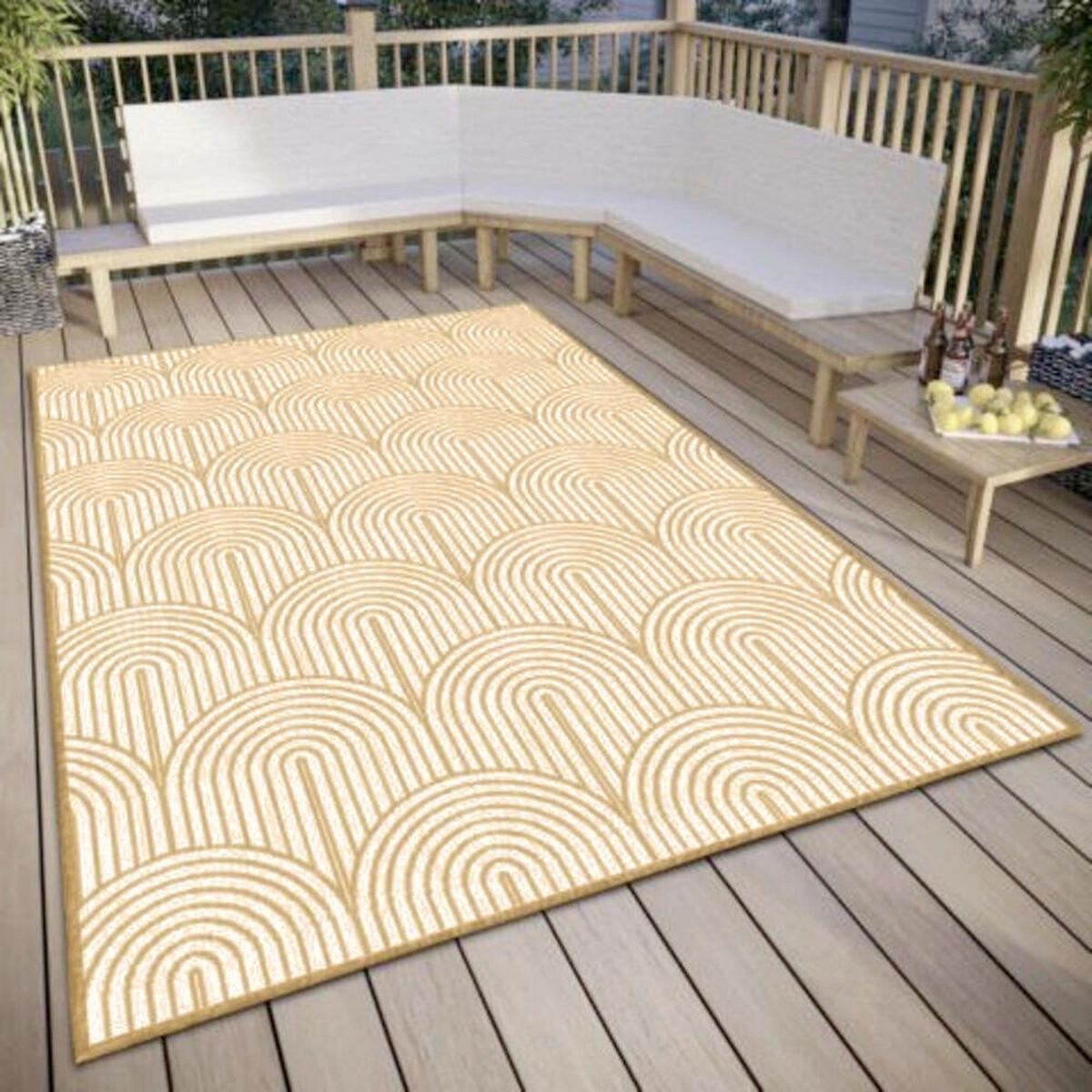OUTDOORTEPPICH 240/330 cm Pangli Weiß, Honig  - Weiß/Honig, Design, Kunststoff (240/330cm)