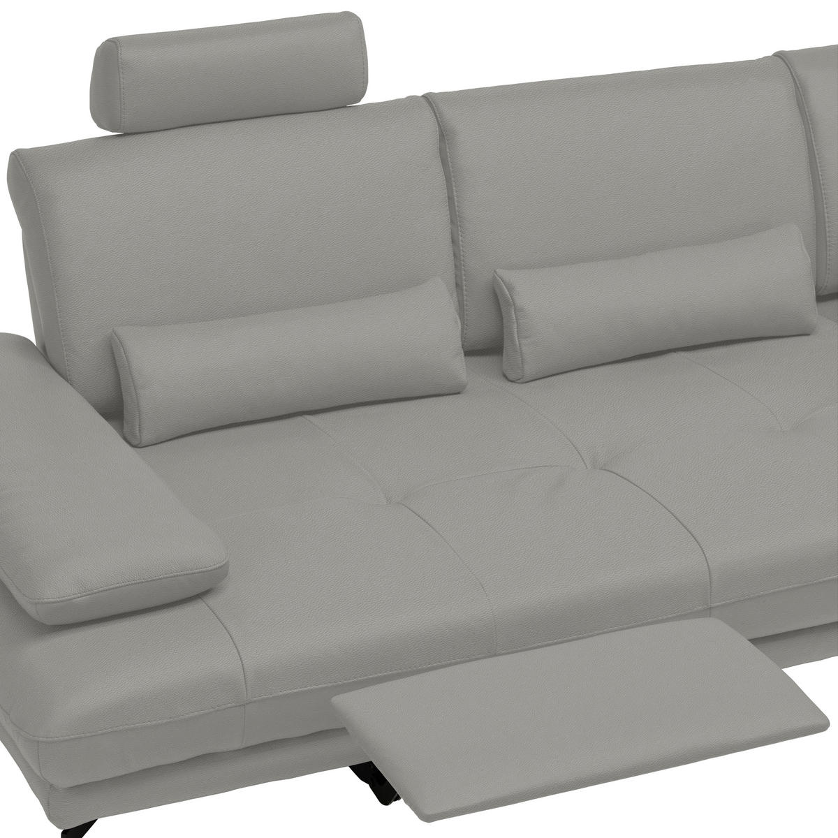 ECKSOFA in Echtleder Grau  273/187 cm  - Schwarz/Grau, Design, Leder/Metall (273/187cm) - Celina Home