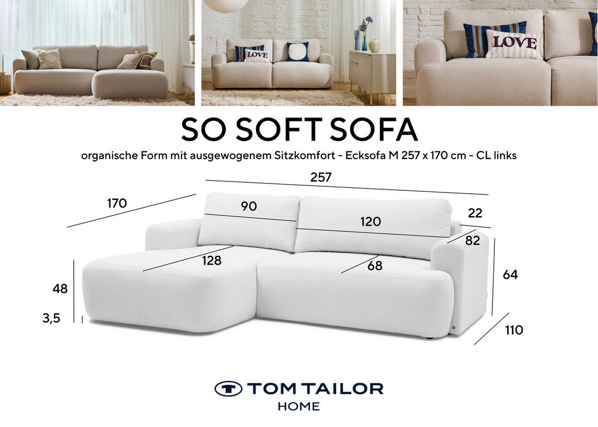 ECKSOFA Rostfarben Bouclé Rückenkissen, Rücken echt  - Rostfarben/Schwarz, KONVENTIONELL, Kunststoff/Textil (170/257cm) - Tom Tailor