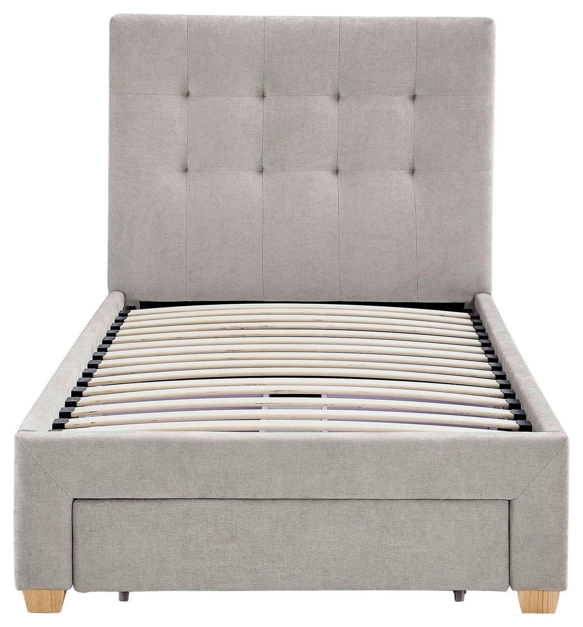 POLSTERBETT 90/200 cm, inkl. gepolstertes Kopfteil, Lattenrost, Bettschubladen,  in Beige  - Beige/Naturfarben, Design, Holz/Textil (90/200cm) - Boxxx