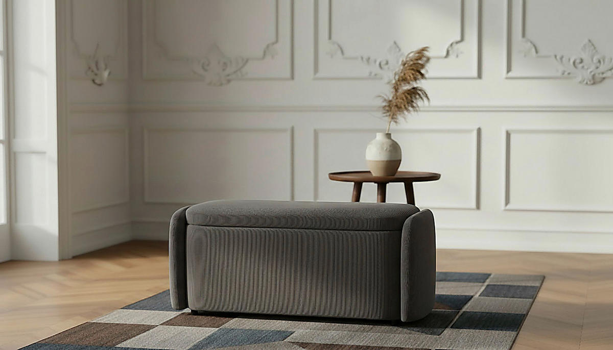 HOCKERBANK in Textil Taupe  - Taupe/Schwarz, Design, Kunststoff/Textil (114/47/42cm) - P & B
