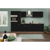 KÜCHENBLOCK 300 cm   in Schwarz, Eichefarben  - Edelstahlfarben/Eichefarben, Design, Holzwerkstoff/Metall (300cm) - Respekta