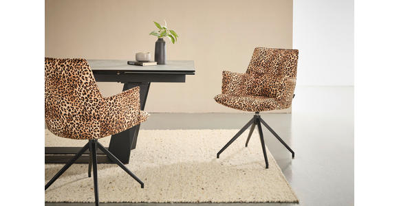 ARMLEHNSTUHL  Sitzfläche 360° drehbar, automatische Rückholfunktion Jacquard  - Hellbraun/Schwarz, Design, Textil/Metall (59/89,5/63cm) - Novel