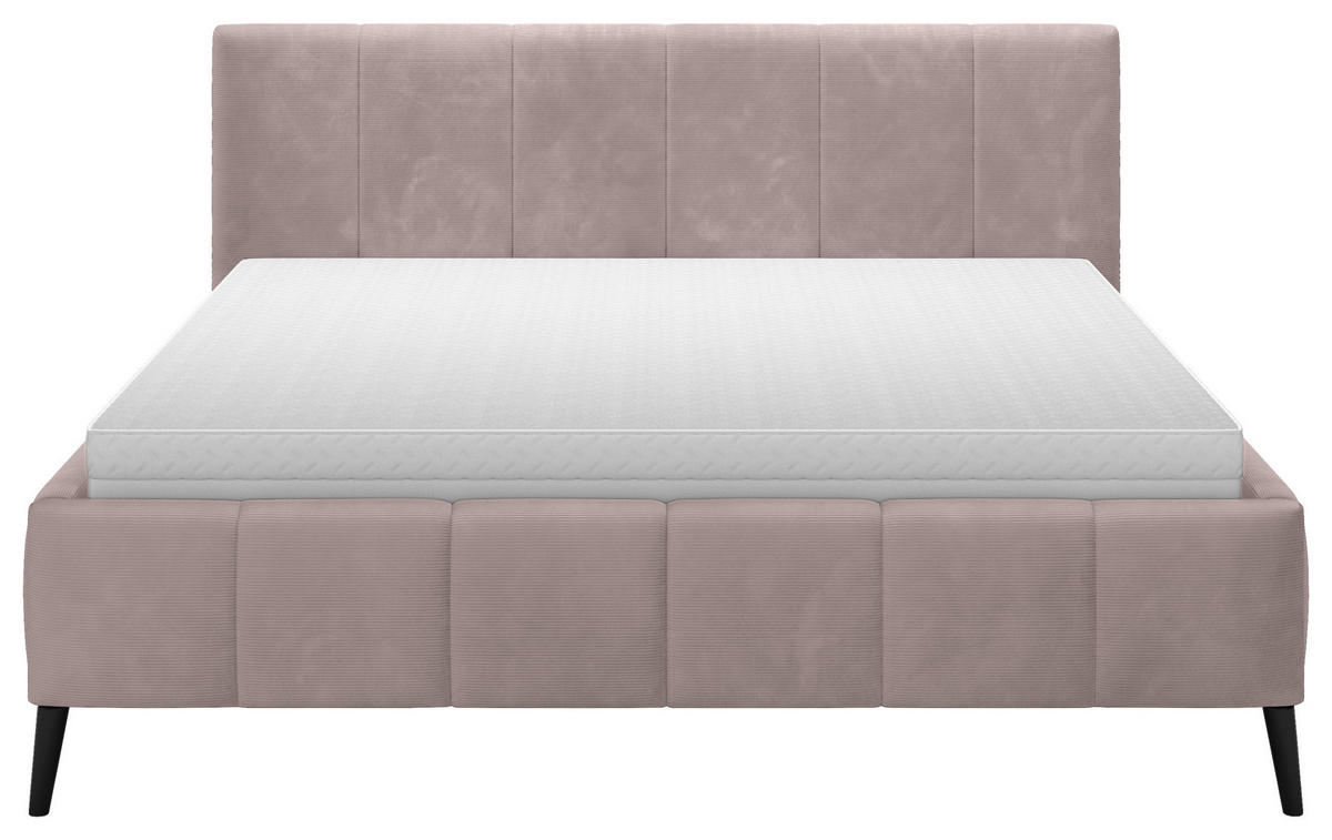 POLSTERBETT gepolstertes Kopfteil, Lattenrost Taupe 160/200 cm  - Taupe/Schwarz, Trend, Holz/Textil (160/200cm) - home24