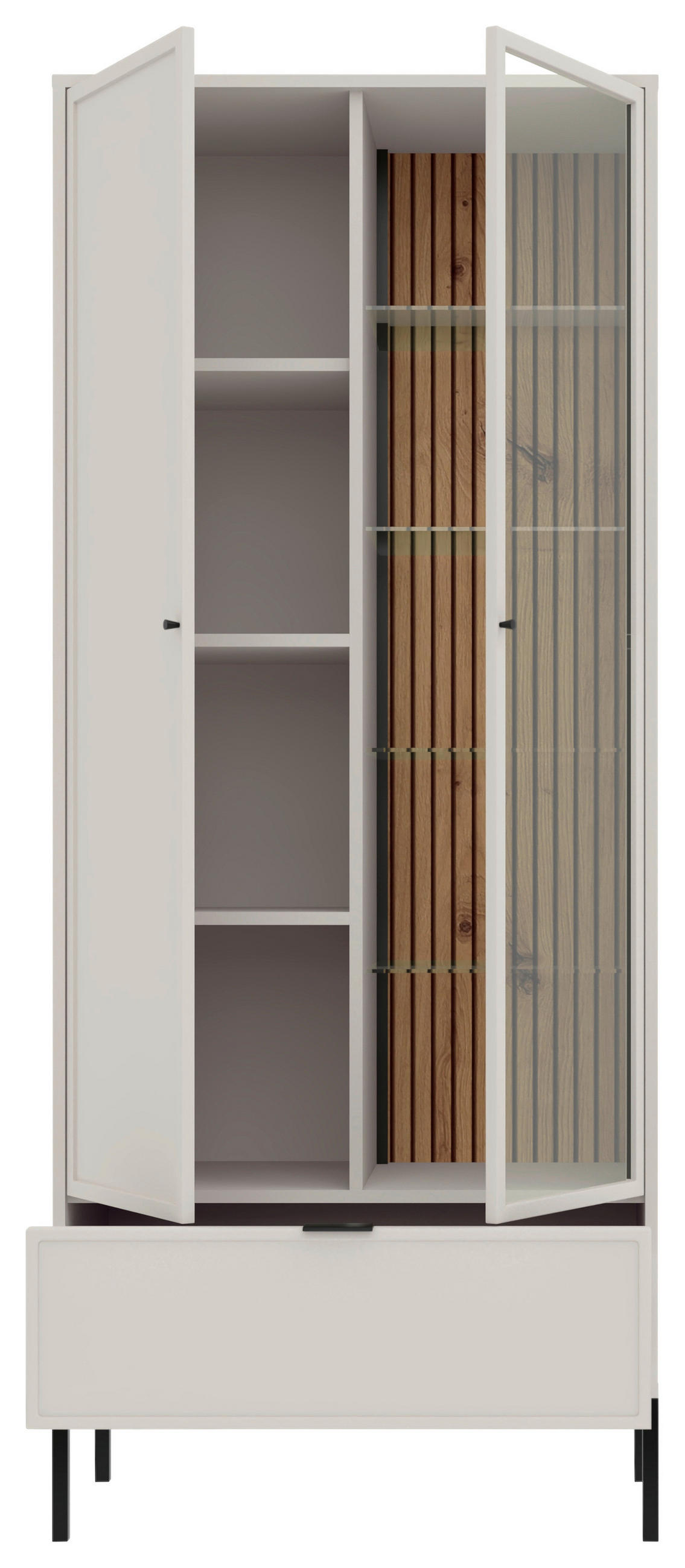 VITRINE  in Schwarz, Kaschmir  - Kaschmir/Schwarz, Design, Glas/Holzwerkstoff (76/115,5/40cm) - MID.YOU