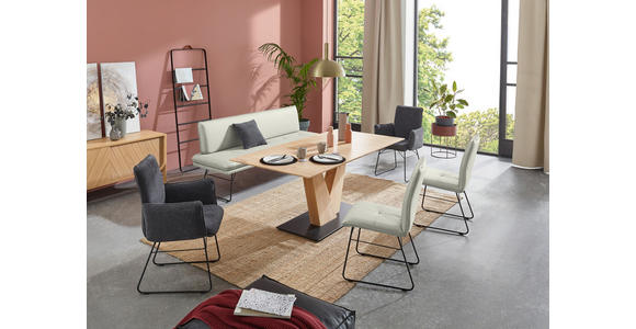 SITZBANK in Metall, Textil Schwarz, Hellgrau  - Hellgrau/Schwarz, Design, Textil/Metall (195/87/65cm) - Dieter Knoll