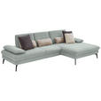 ECKSOFA in Chenille, Mikrofaser Hellblau, Salbeigrün  299/157 cm  - Salbeigrün/Schwarz, Design, Textil/Metall (299/157cm) - Dieter Knoll