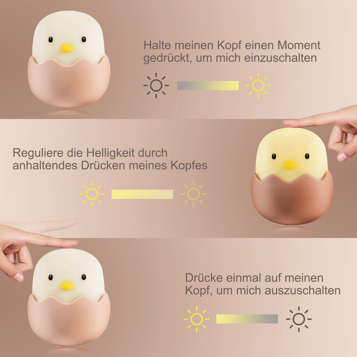 KINDER-NACHTLICHT Eggy 15/9/15 cm   - Multicolor, Trend, Kunststoff (15/9/15cm)