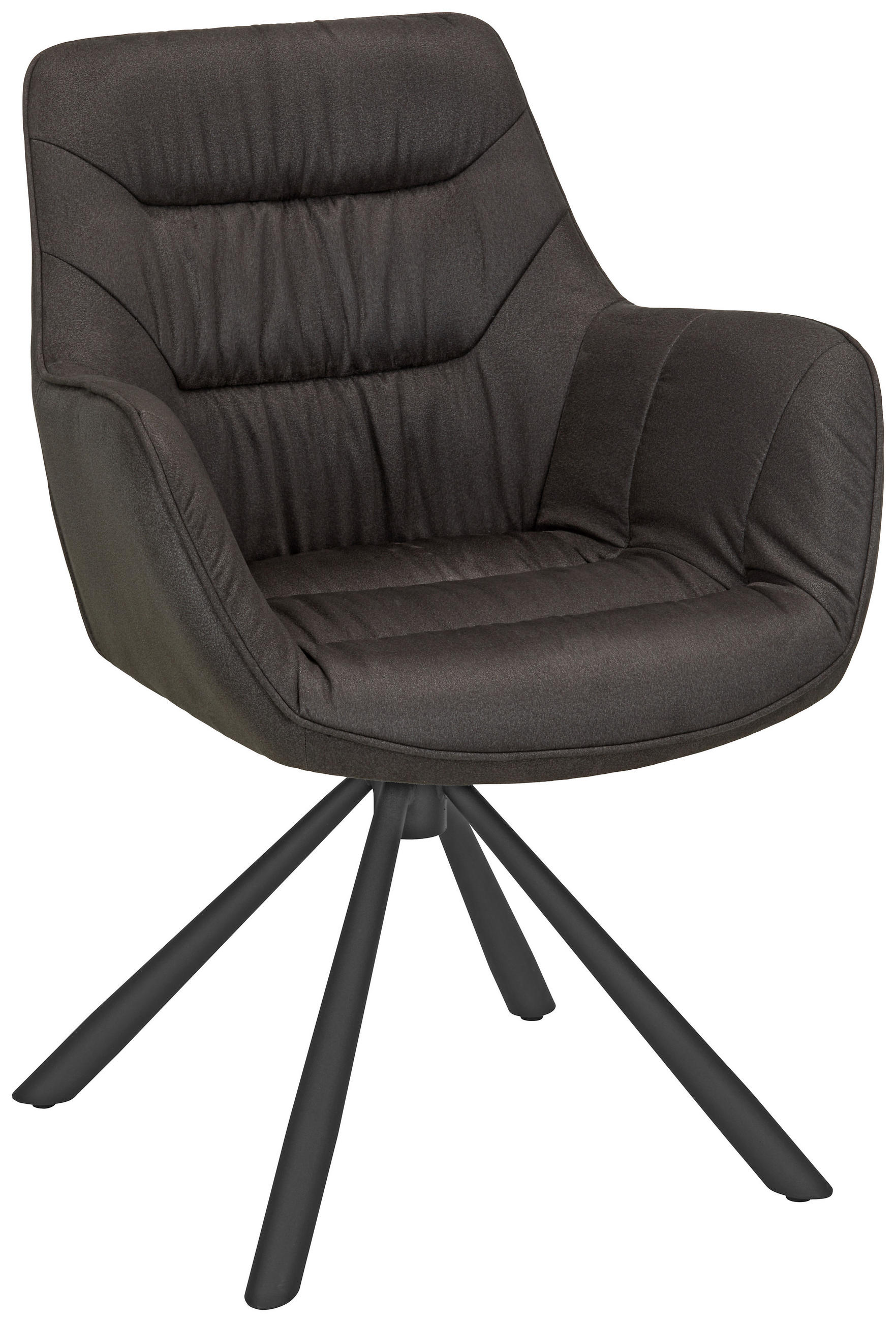 STOL MED ARMSTÖD  360° vridbar sits struktur  grå  - grå/svart, Modern, metall/textil (62/83,5/63cm) - Hom`in
