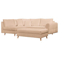 ECKSOFA inkl. Hocker Ariella Beige Bouclé  - Beige/Naturfarben, Design, Holz/Textil (161/231cm) - Livetastic