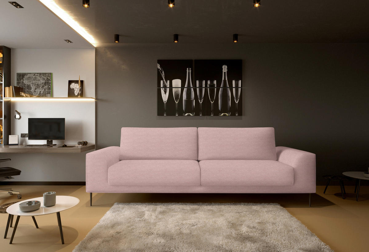 SCHLAFSOFA in Cord Mauve  - Mauve/Schwarz, Design, Textil/Metall (250/89/105cm) - Welnova