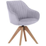 ARMLEHNSTUHL  in Velours  - Hellgrau/Naturfarben, Design, Holz/Textil (60/83/65cm) - Hom`in