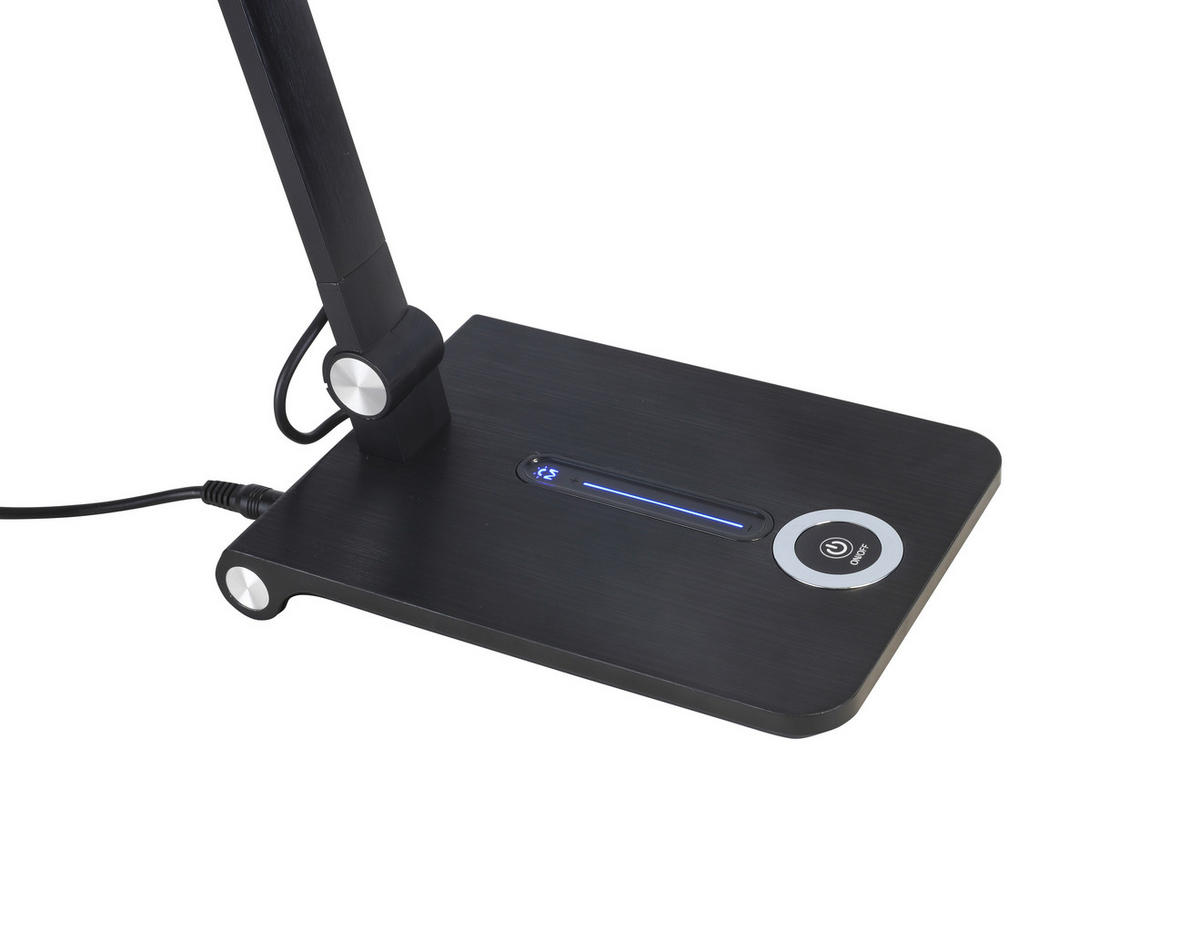 LED ÍRÓASZTALI LÁMPA - króm/fekete, Basics, műanyag/fém (80cm) - Novel
