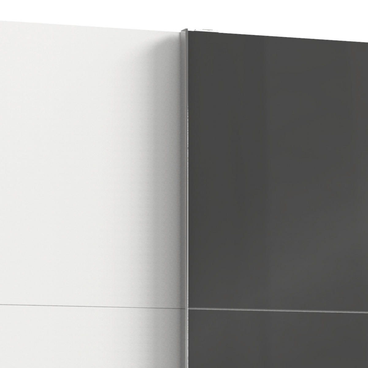 SCHWEBETÜRENSCHRANK in Grau, Weiss  - Chromfarben/Weiss, Modern, Glas/Holzwerkstoff (200/236/65cm) - MID.YOU