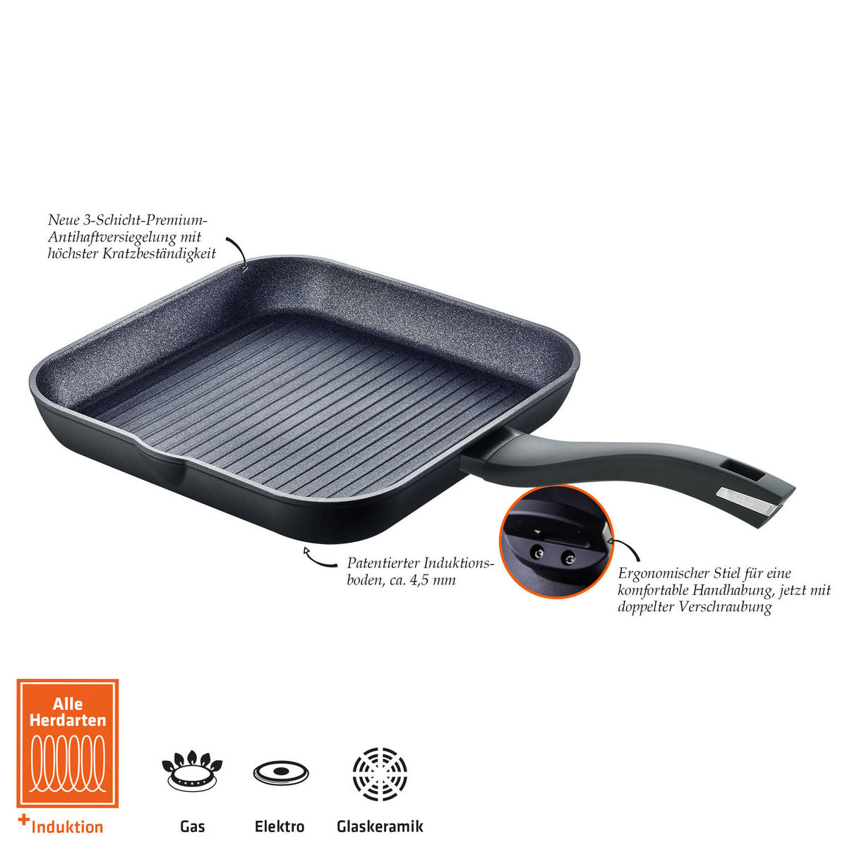 GRILLPFANNE ALLROUNDER-BALANCE  - Schwarz, Basics, Metall (28/28cm) - Berndes