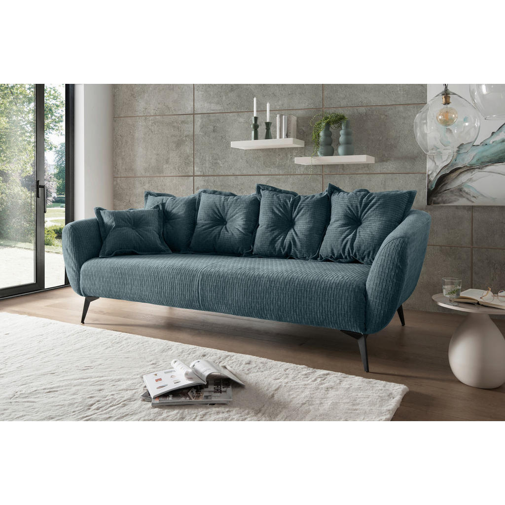 Thumbnail - Livetastic 3-Sitzer-Sofa, Blau, Textil, Füllung: Schaumstoff, 236x94x103 cm, Made in EU, Rücken echt, Armteil links, rec...