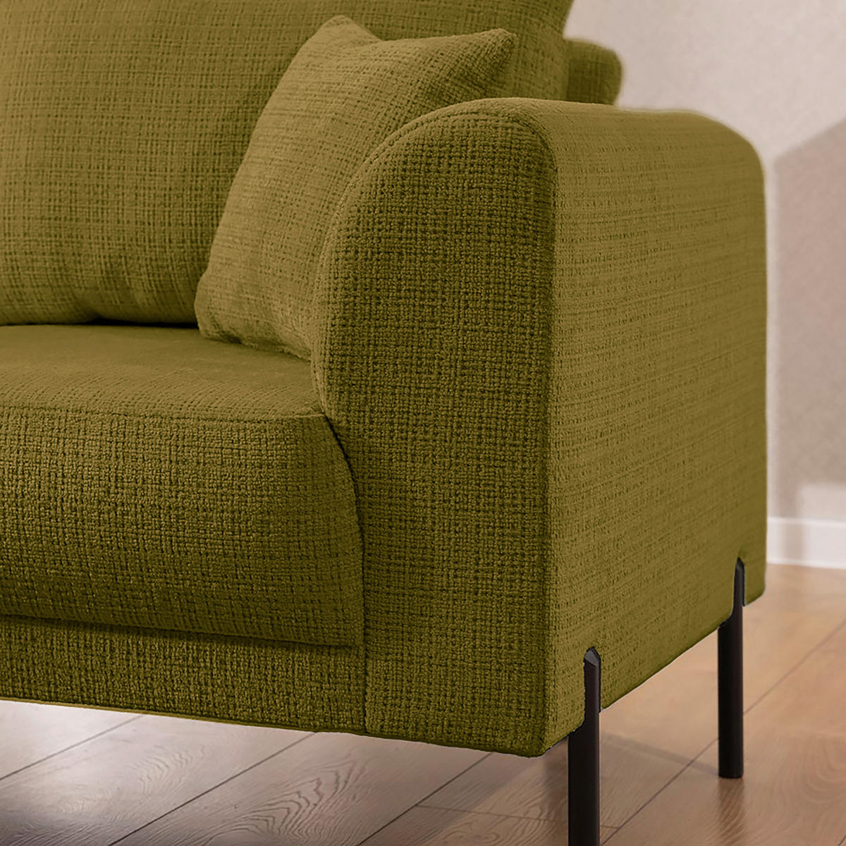 ECKSOFA Mauris Grün Chenille Rückenkissen  - Schwarz/Grün, Design, Kunststoff/Textil (200/233cm) - Livetastic