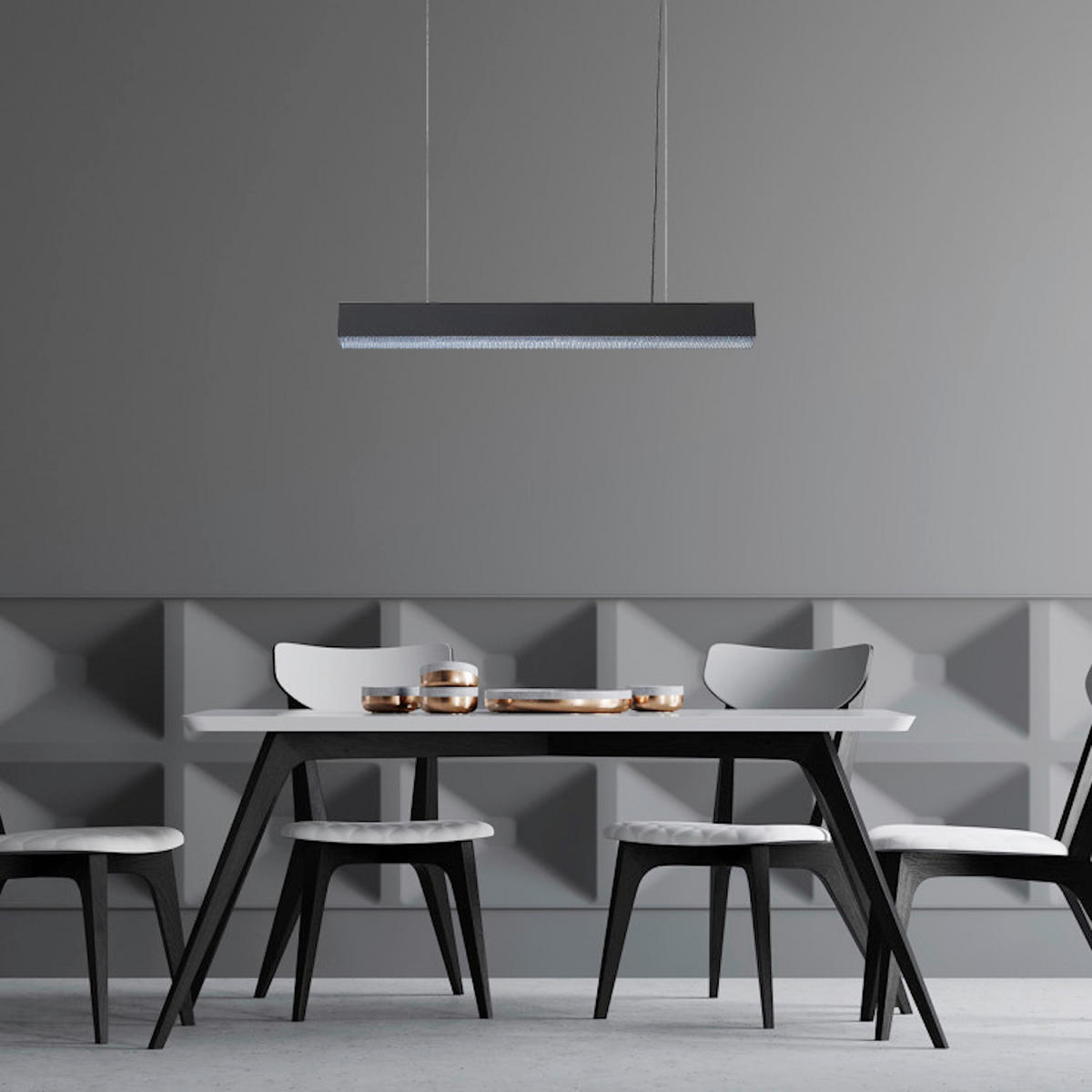 LED-HÄNGELEUCHTE Mira  120/80/6 cm  - Schwarz, Design, Metall (120/80/6cm)