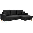ECKSOFA in Flachgewebe Schwarz - Eiche Wotan/Schwarz, KONVENTIONELL, Holz/Textil (255/157cm) - Carryhome