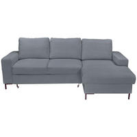 ECKSOFA Dunkelgrau Cord  - Dunkelgrau/Schwarz, KONVENTIONELL, Textil/Metall (240/150cm) - Carryhome