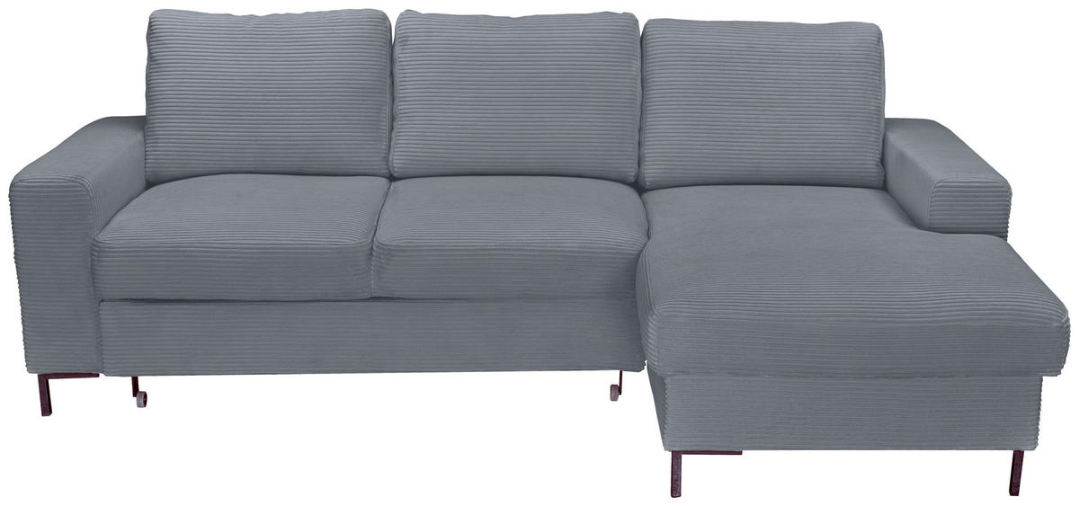 ECKSOFA Dunkelgrau Cord  - Dunkelgrau/Schwarz, KONVENTIONELL, Textil/Metall (240/150cm) - Carryhome