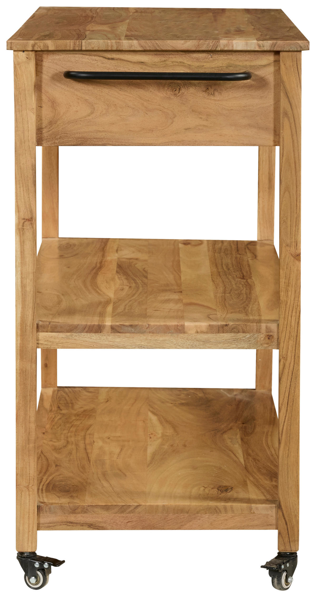 SERVIERWAGEN Akazie vollmassiv Schwarz, Akaziefarben  - Schwarz/Akaziefarben, Natur, Holz/Kunststoff (100/90/48cm) - Livetastic