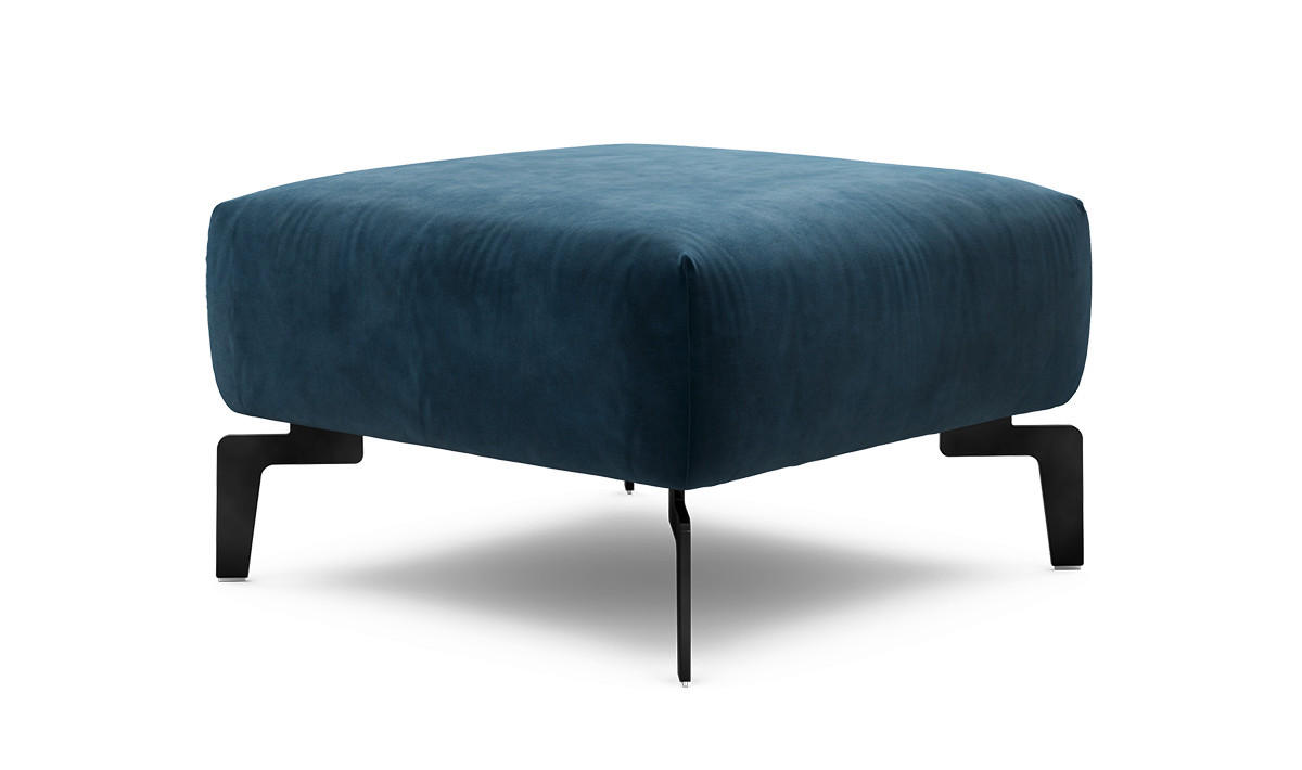 HOCKER Samt Dunkelblau  - Schwarz/Dunkelblau, Design, Textil/Metall (70/70/46cm) - SENSOO