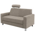 2-SITZER-SOFA in Flachgewebe Creme  - Chromfarben/Creme, Design, Textil/Metall (158/83/85cm) - Xora