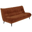 3-SITZER-SOFA in Mikrofaser Terracotta  - Terracotta/Schwarz, KONVENTIONELL, Textil/Metall (230/100/101cm) - Hom`in