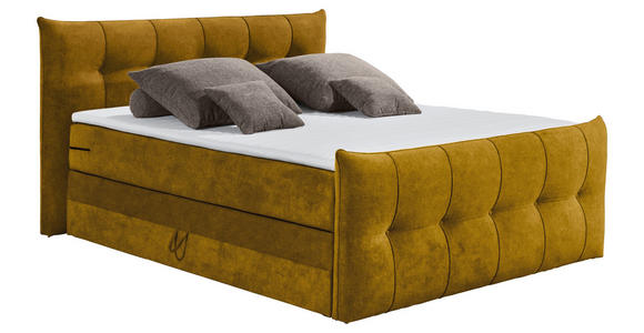 BOXSPRINGBETT 180/200 cm in Senfgelb - Senfgelb/Schwarz, KONVENTIONELL, Kunststoff/Textil (180/200cm) - Esposa