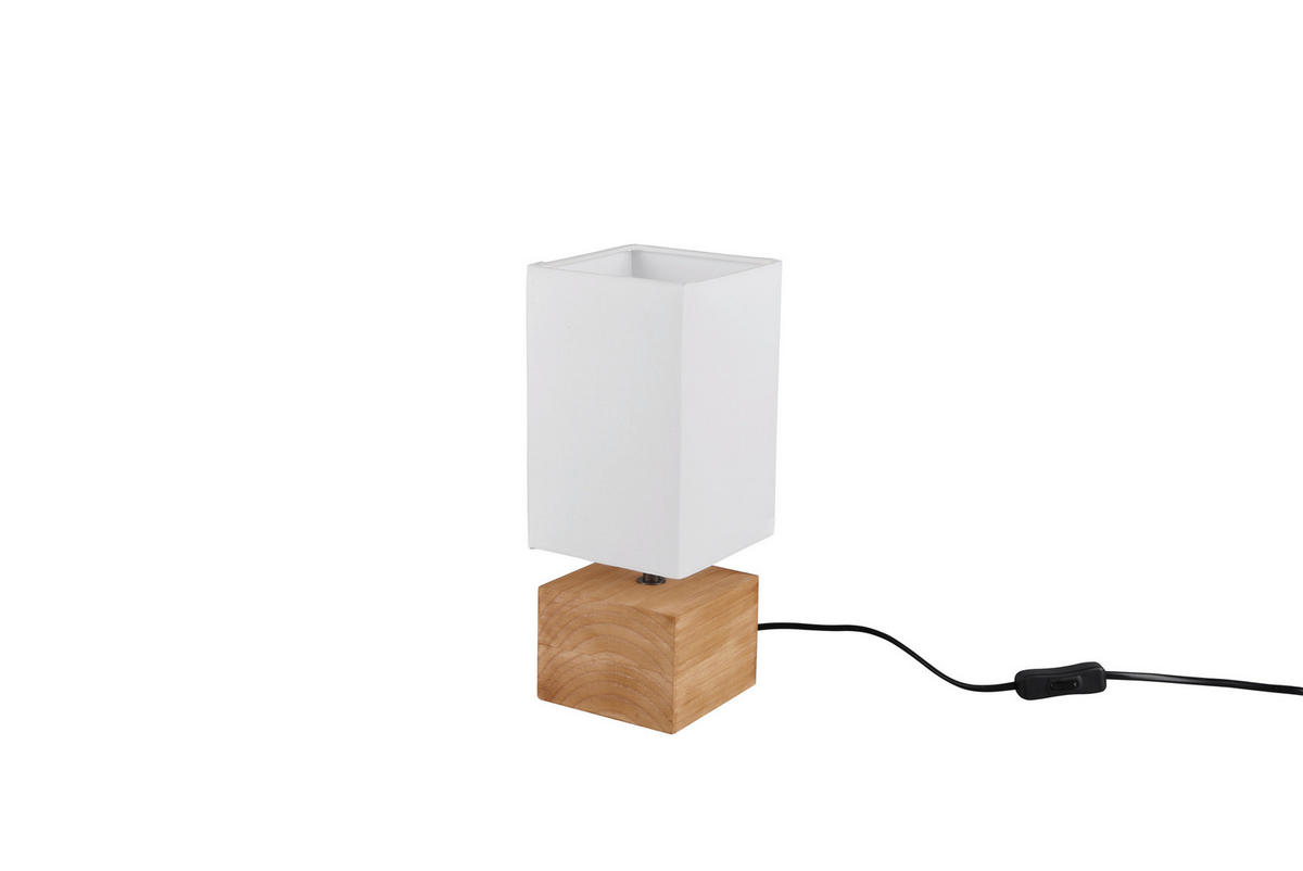 STONA LAMPA - bela, Prirodno, drvo/tekstil (12/12/30cm)