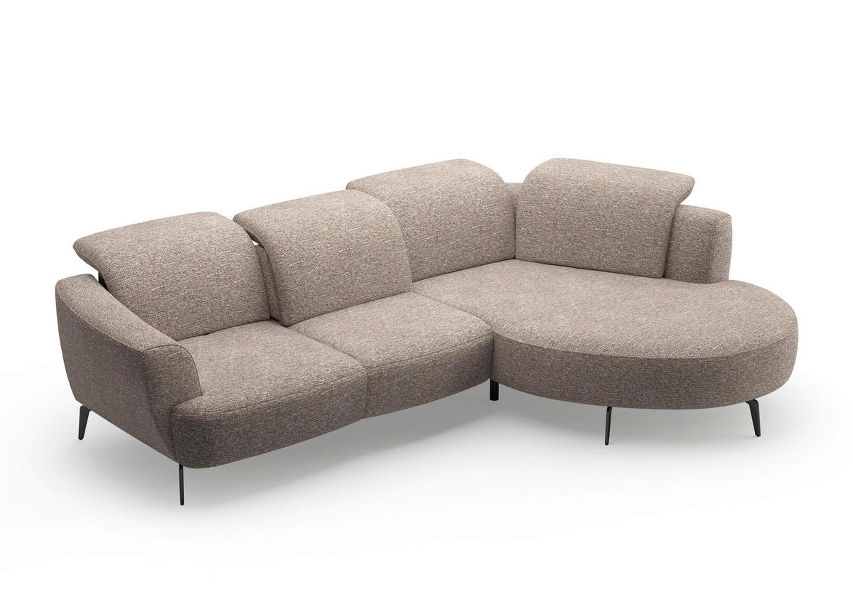 ECKSOFA in Chenille Cappuccino  - Schwarz/Cappuccino, Konventionell, Textil/Metall (309/199cm) - Sit & More