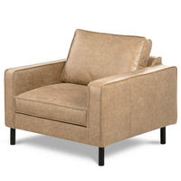 SESSEL in Lederlook Echtleder Sandfarben  - Sandfarben/Schwarz, Design, Leder/Textil (88/85/92cm) - Livetastic