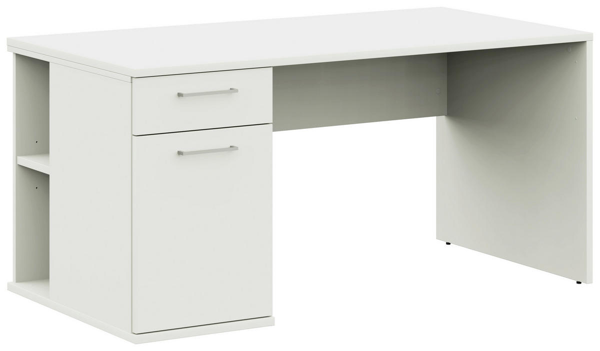 JUGENDSCHREIBTISCH 150/70/72 cm  - Edelstahlfarben/Weiß, Design, Holzwerkstoff/Metall (150/70/72cm) - Cantus