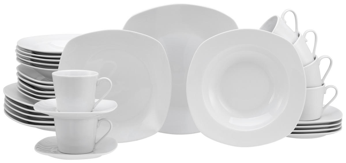 KOMBINOVANÁ SOUPRAVA, 30dílné, porcelán - bílá, Basics, keramika (34,4/29,2/35cm)