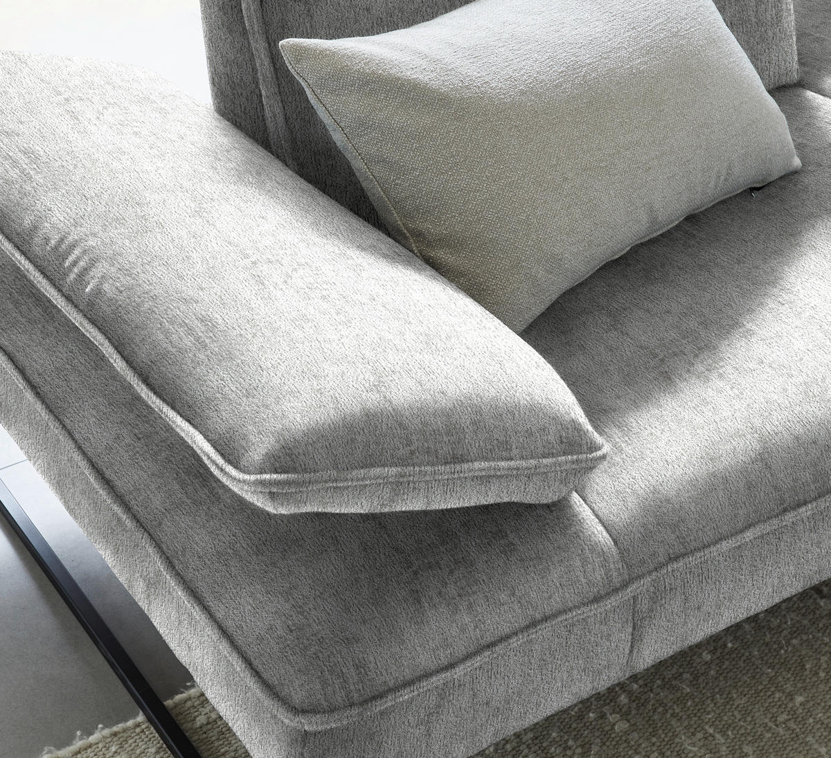 ECKSOFA in Chenille Hellgrau  - Anthrazit/Hellgrau, Design, Textil/Metall (310/160cm) - Joop!