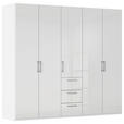 DREHTÜRENSCHRANK 251/235/61 cm,  in Weiß, Weiß Hochglanz, 5-türig  - Edelstahlfarben/Weiß Hochglanz, Basics, Holzwerkstoff/Metall (251/235/61cm) - Novel