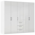 DREHTÜRENSCHRANK 251/223/61 cm,  in Weiß, Weiß Hochglanz, 5-türig  - Edelstahlfarben/Weiß Hochglanz, Basics, Holzwerkstoff/Metall (251/223/61cm) - Novel