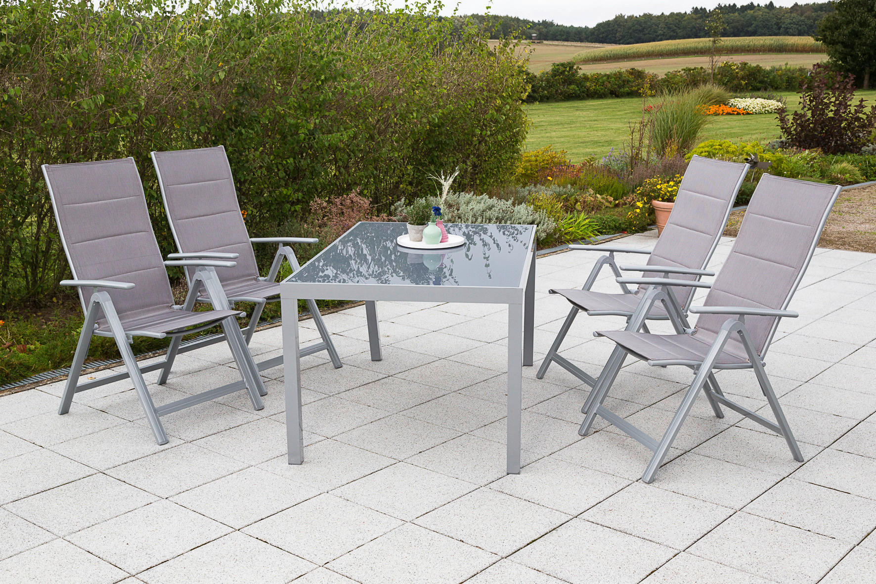 GARTENTISCH 150/90/72 cm Metall, Glas rechteckig  - Silberfarben, KONVENTIONELL, Glas/Metall (150/90/72cm) - Gardenson