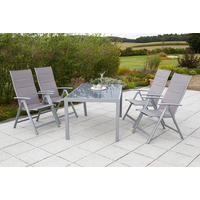 GARTENTISCH 150/90/72 cm Metall, Glas rechteckig  - Silberfarben, KONVENTIONELL, Glas/Metall (150/90/72cm) - Gardenson