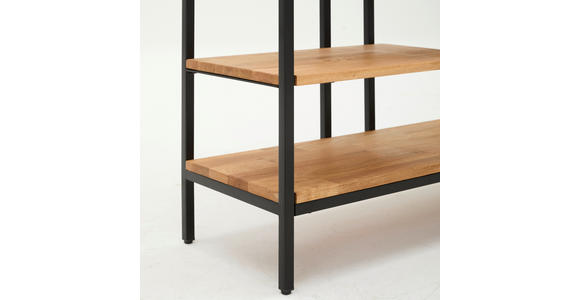 REGAL Eiche massiv Schwarz, Eichefarben  - Eichefarben/Schwarz, Trend, Holz/Metall (180/90/35cm) - Landscape