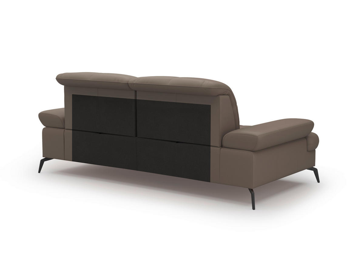 2,5-SITZER in Vliesstoff Kombination Echtleder/Stoff Grau  - Schwarz/Grau, Konventionell, Leder/Textil (202/90/122cm) - Sit & More